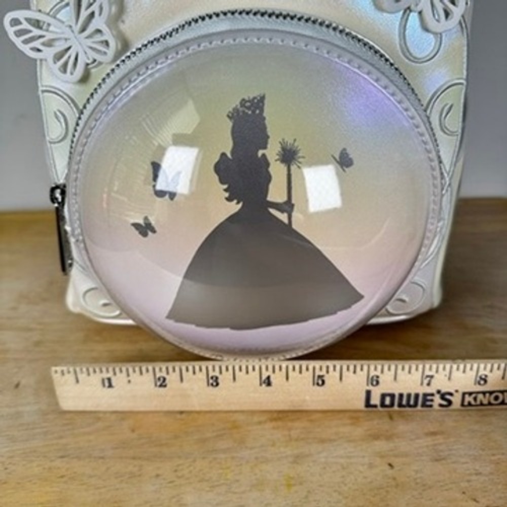 Loungefly Wicked for Good Glinda Bubble Mini Backpack White Iridescent Butterfly - Picture 12 of 13